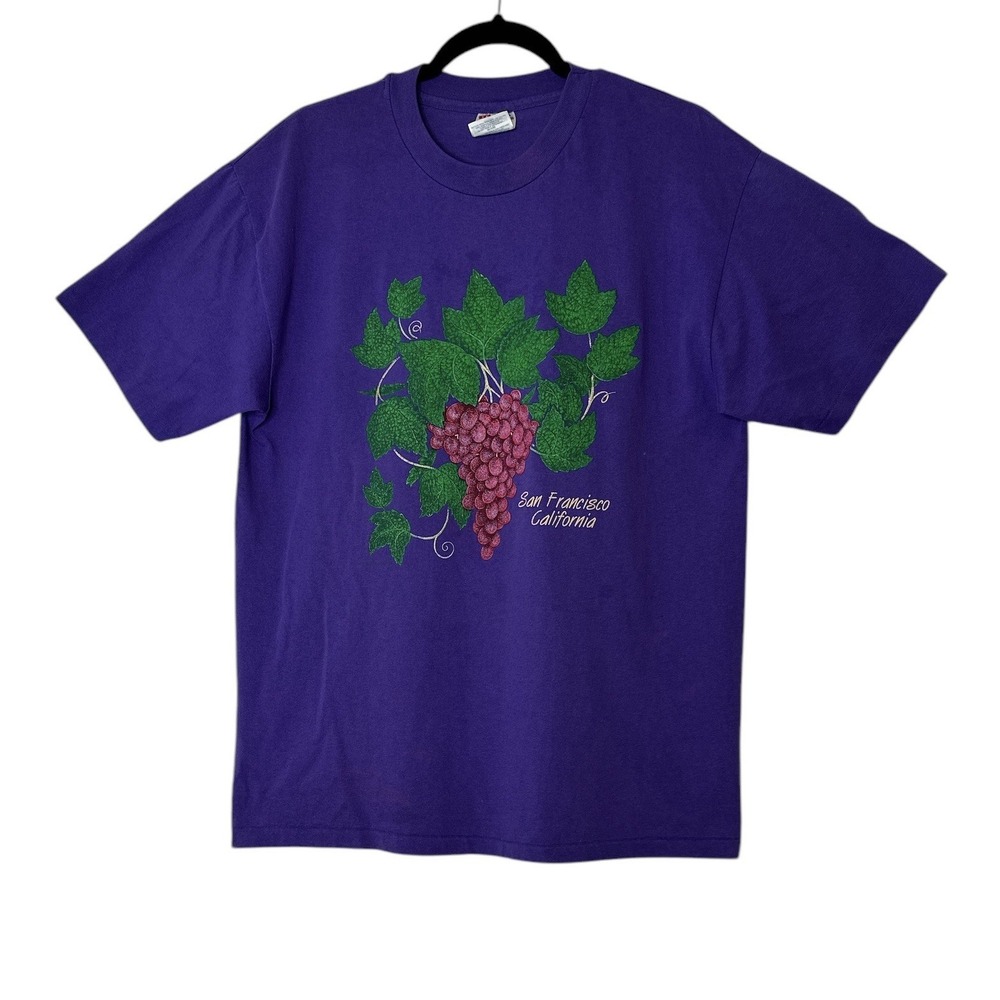VINTAGE T Shirt Adult Large San Francisco California Y2K 90s Made‎ USA Grapes